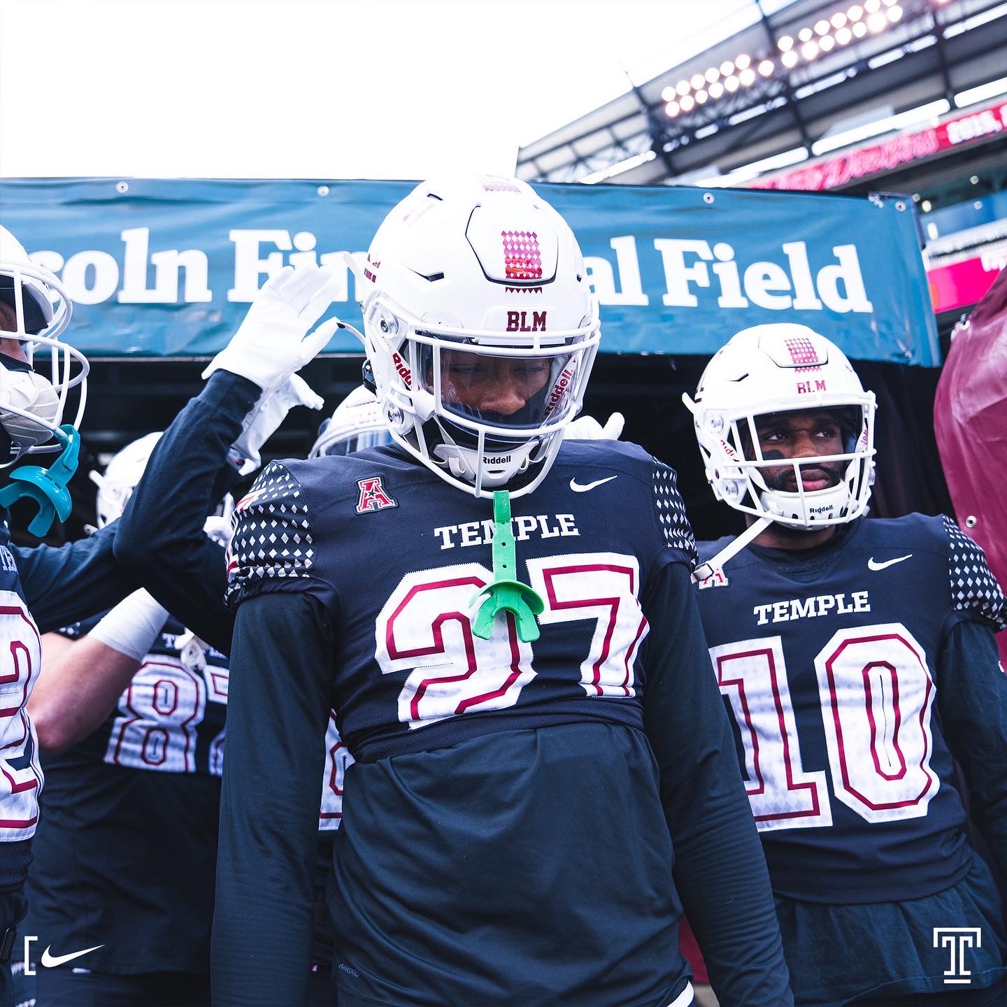 Nate Wyatt in uniform during his college football career at Temple